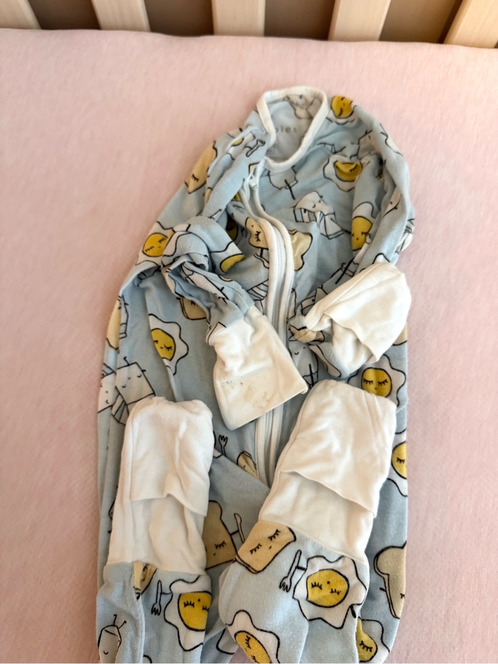 Little Sleepies Blue Breakfast Buddies Footed One-Piece Pajama - bamboo sleeper - Picture 4 of 5
